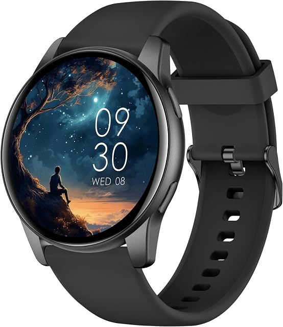 Montres intelligentes pour hommes femmes, montres intelligentes de 1,38'' (Réponse/Faites appel), traqueur de fitness avec moniteur de rythme cardiaque/douche, IP68 Pédamètre d'activité imperméable, pour Android iOS(Noir)