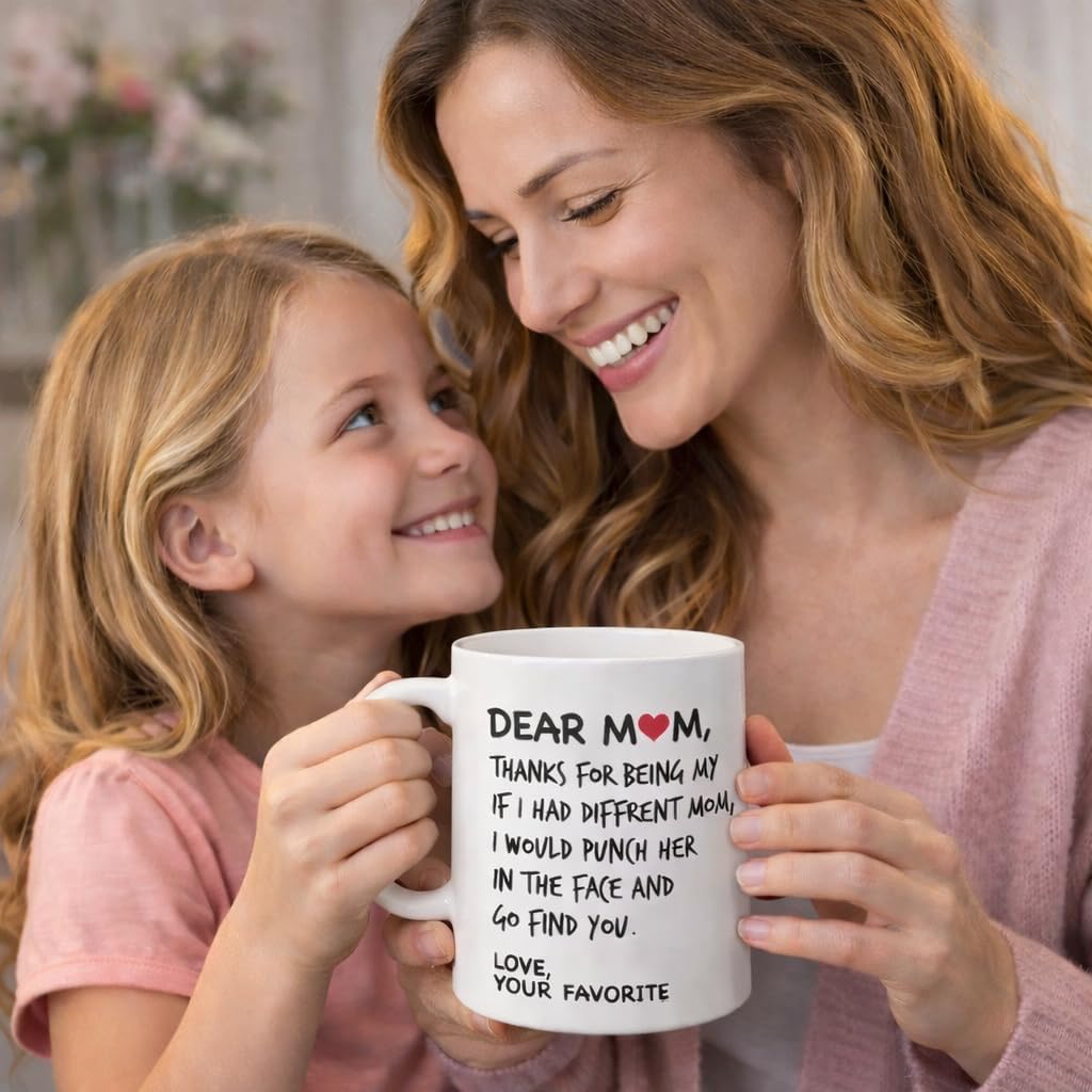 Veracco Dear Mom Coffee Mug – Funny Mother’s Day Ceramic Cup, Gift from Son or Daughter, Birthday or Mothers Day Mug for Mom - Image 2