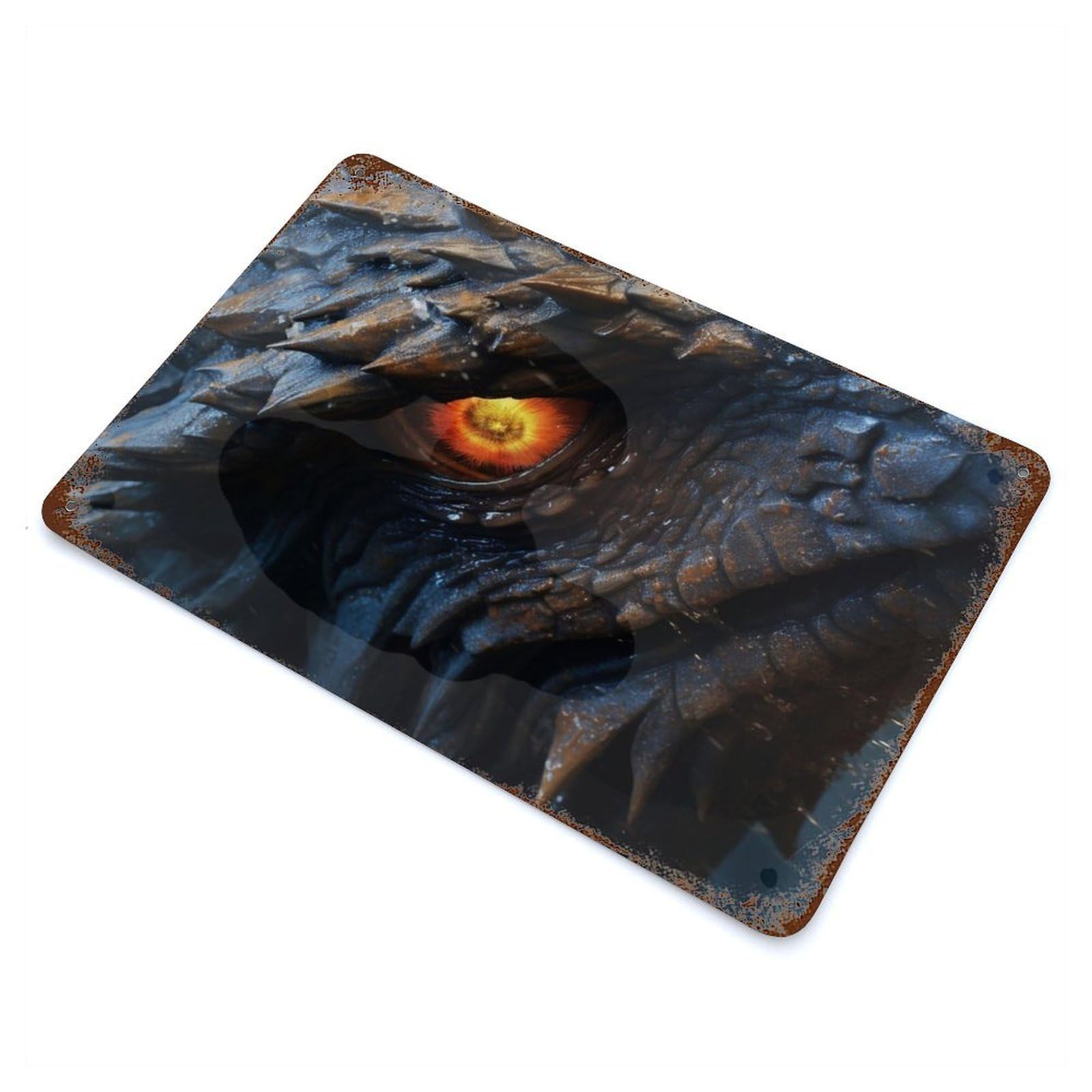 Eye Of The Dragon Rustic Tin Plaque 11.8"x7.9", Farmhouse Wall Decor for Shed, Workshop And Garage Wall Decor