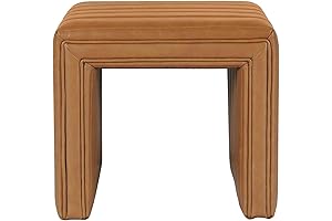 x Stool: HomePop Modern Channel Tufted Faux Leather Ottoman