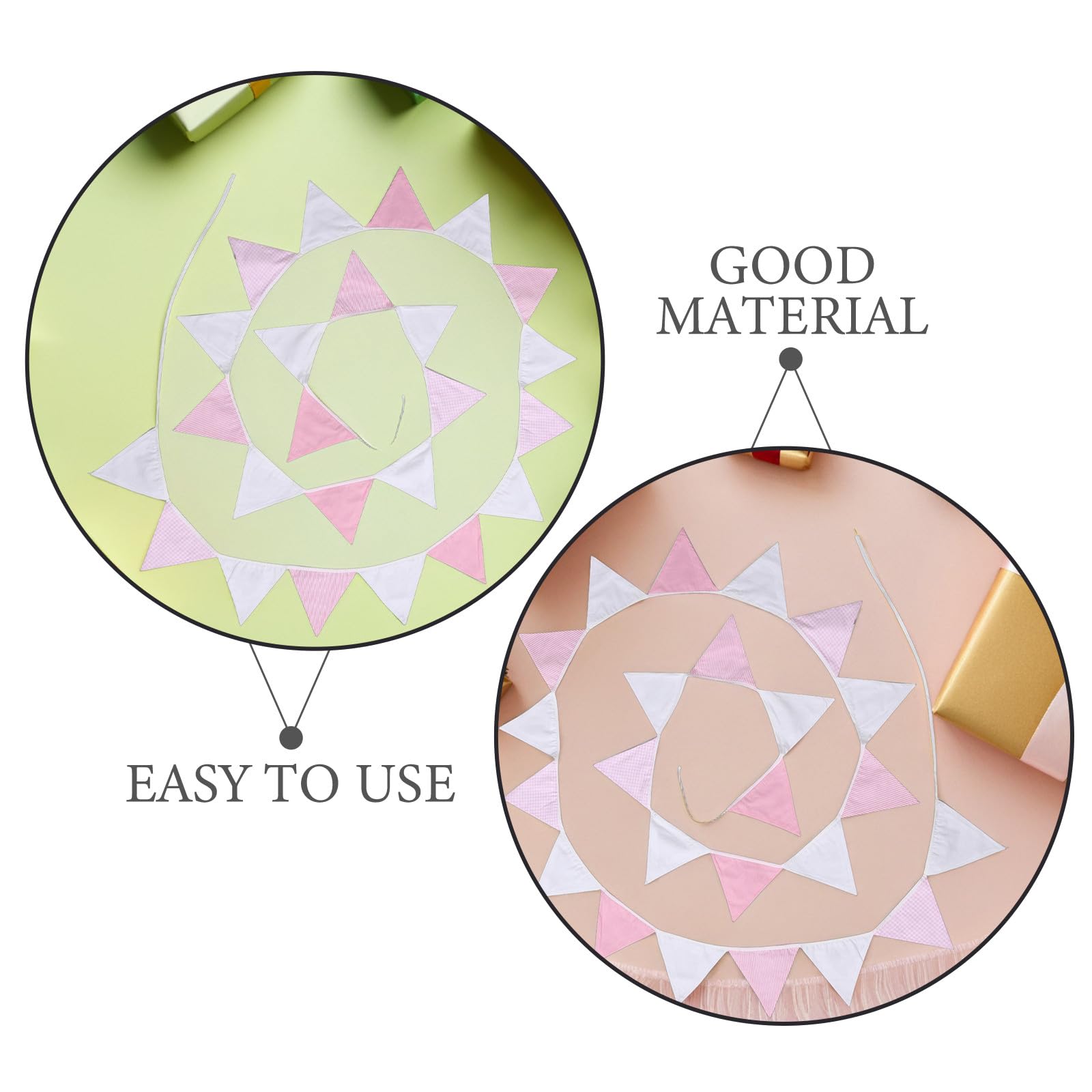 2 banderines triangulares de tela para decoración de bodas y fiestas, guirnaldas colgantes para cumpleaños y eventos temáticos.