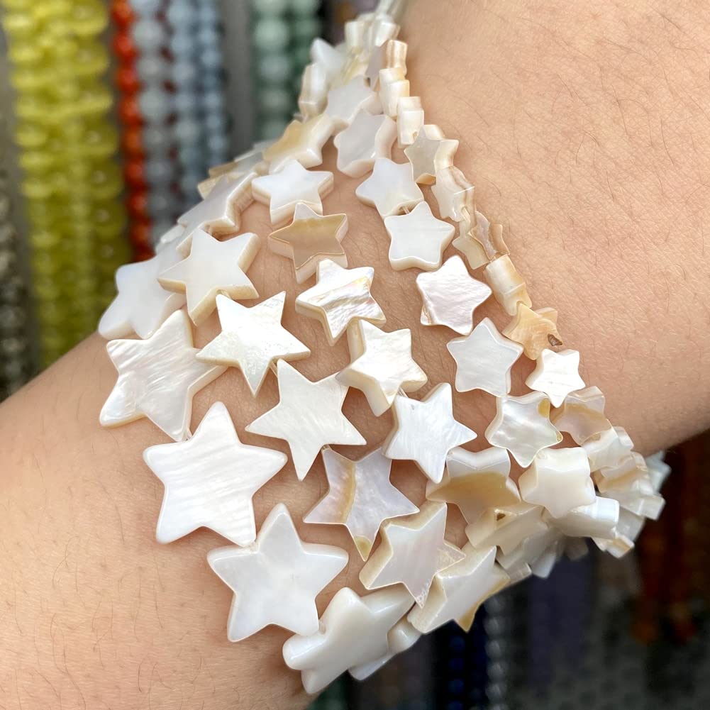 6/8/10/12/15mm Natural White Shell Star Mother of Pearl Shell Beads for Jewelry Making DIY Bracelet Necklace Loose Spacer Beads Handmade Crafts (Color : White, Item Diameter : 6mm)