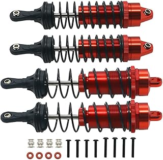 4pcs Alloy Front Rear Damper Shock Absorber Oil Filled Type for 1-10 ARRMA 3S Mega 550 Senton Granite Big Rock Typhon (Red)