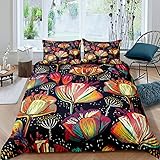 ArneCase Fundas Nórdicas Cama Microfibra - Negro Plantas Fl