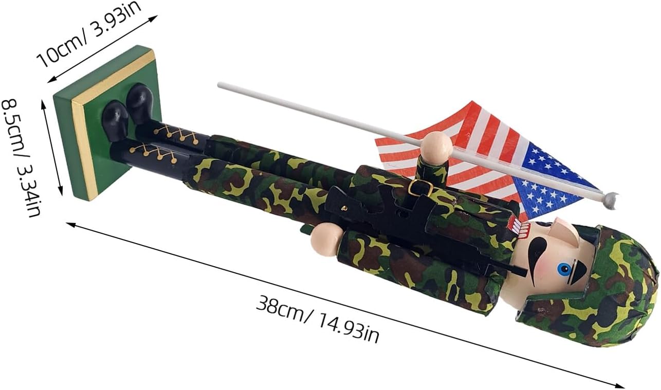 Amosfun Christmas Nutcracker Soldier Decoration, Wooden American Flag Nutcracker Figure, Festive Desktop Ornament for Holiday Tabletop and Home Décor