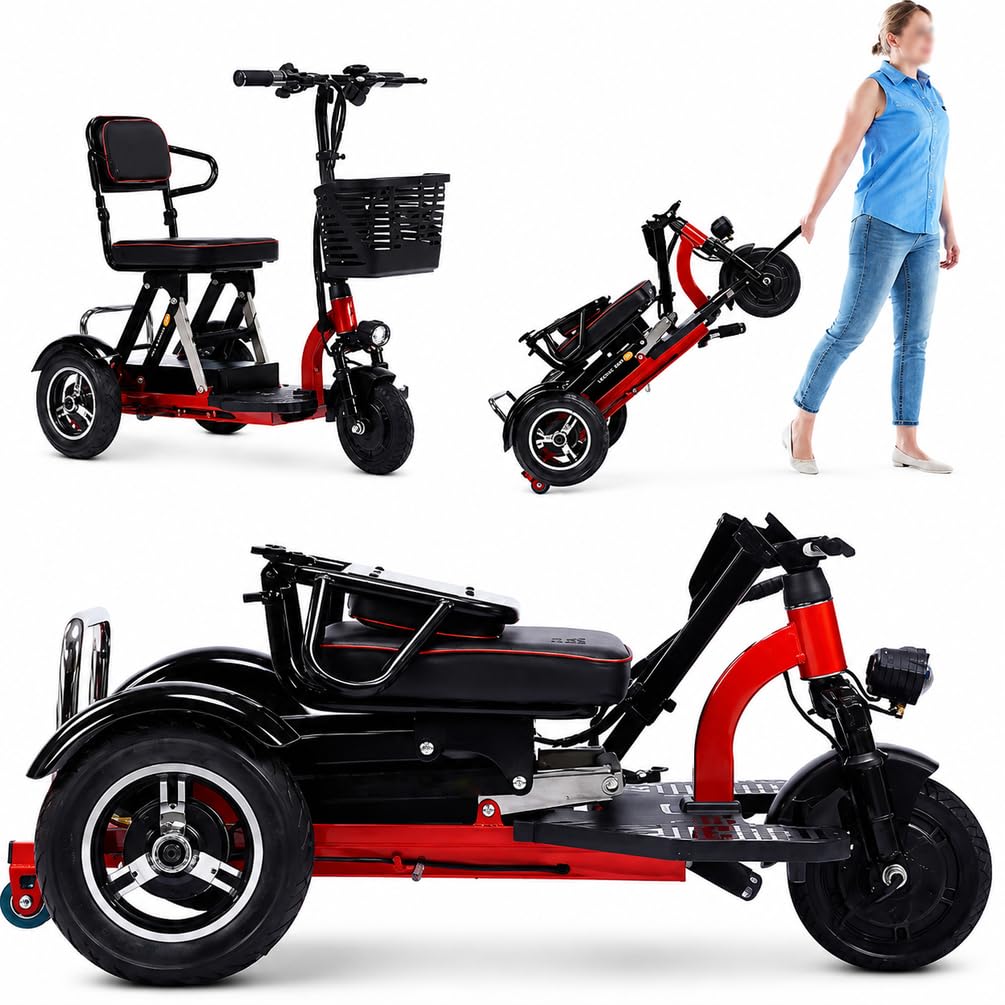 Genérico Scooter de Movilidad Eléctrico de 3 Ruedas Personas Mayores Plegable De con Asiento Incluye Cargador De Personas Mayores Scooter De Movilidad para Adultos y Personas Mayores