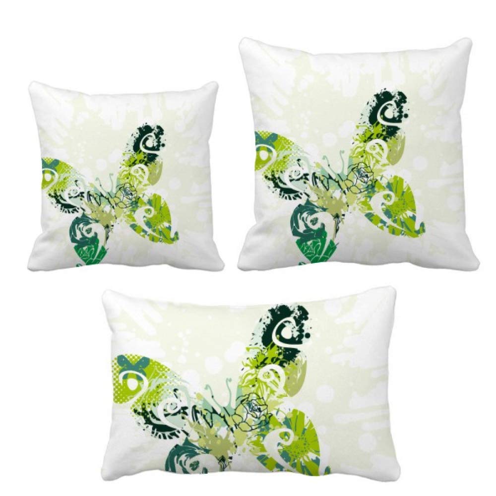 Housse de coussin vert decoration motif papillon pour taie oreiller salon