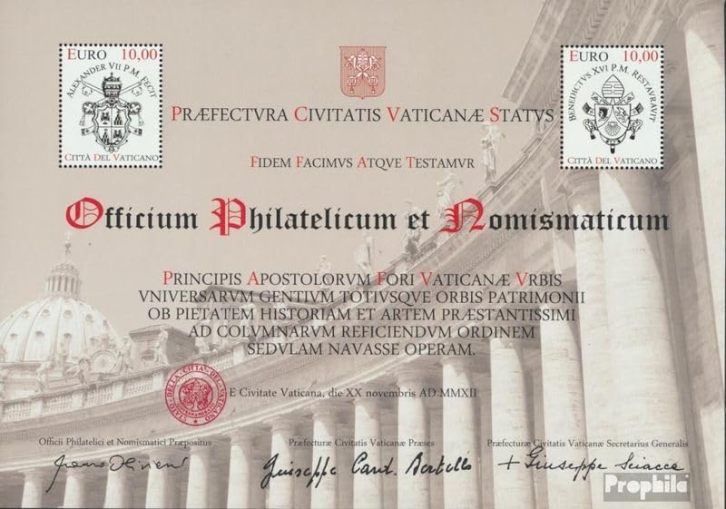 Colección de sellos del Vaticano 2012: Block39 completo Plaza de San Pedro Prophila