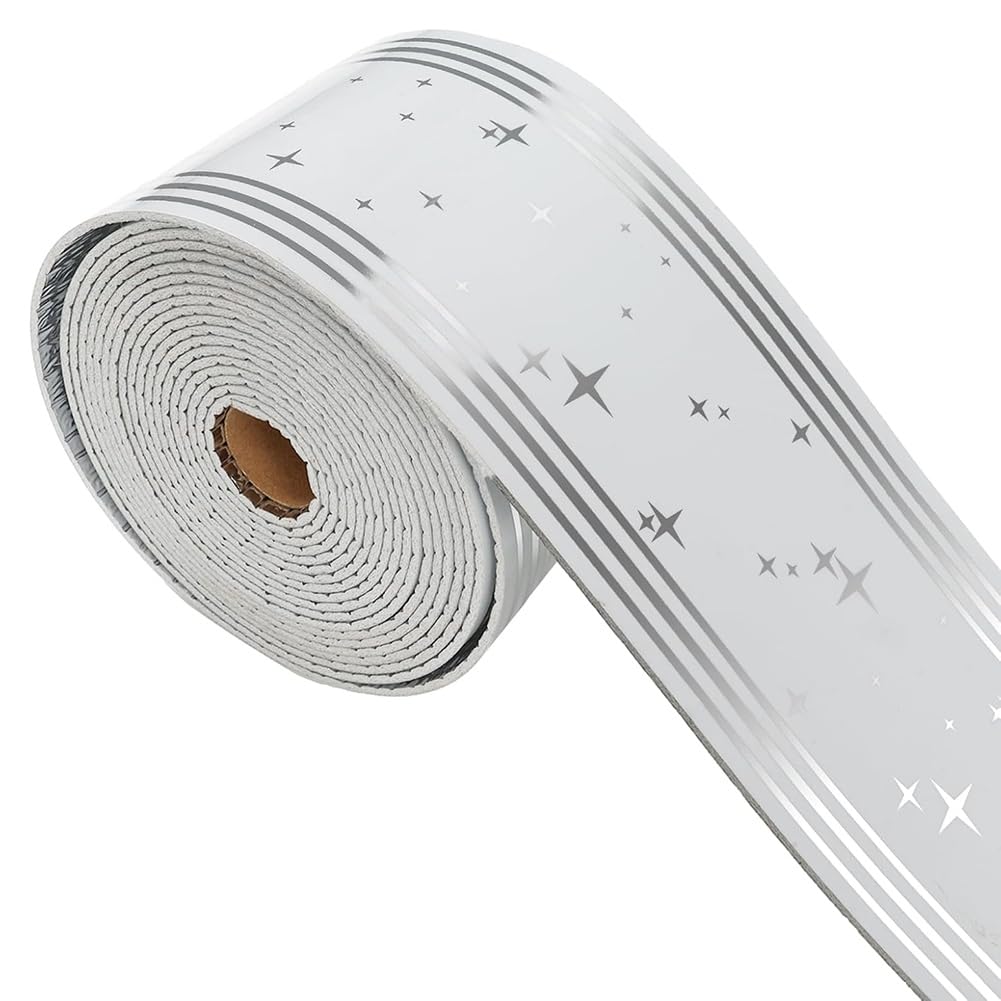 Jnchdghwa As Shown Pvc Foam Waterproof Self-Adhesive Peel And Stick Wallpaper Borders 4 Rolls, 3.93 Inch X 16.4 Ft(65.6 Feet) Wall Base