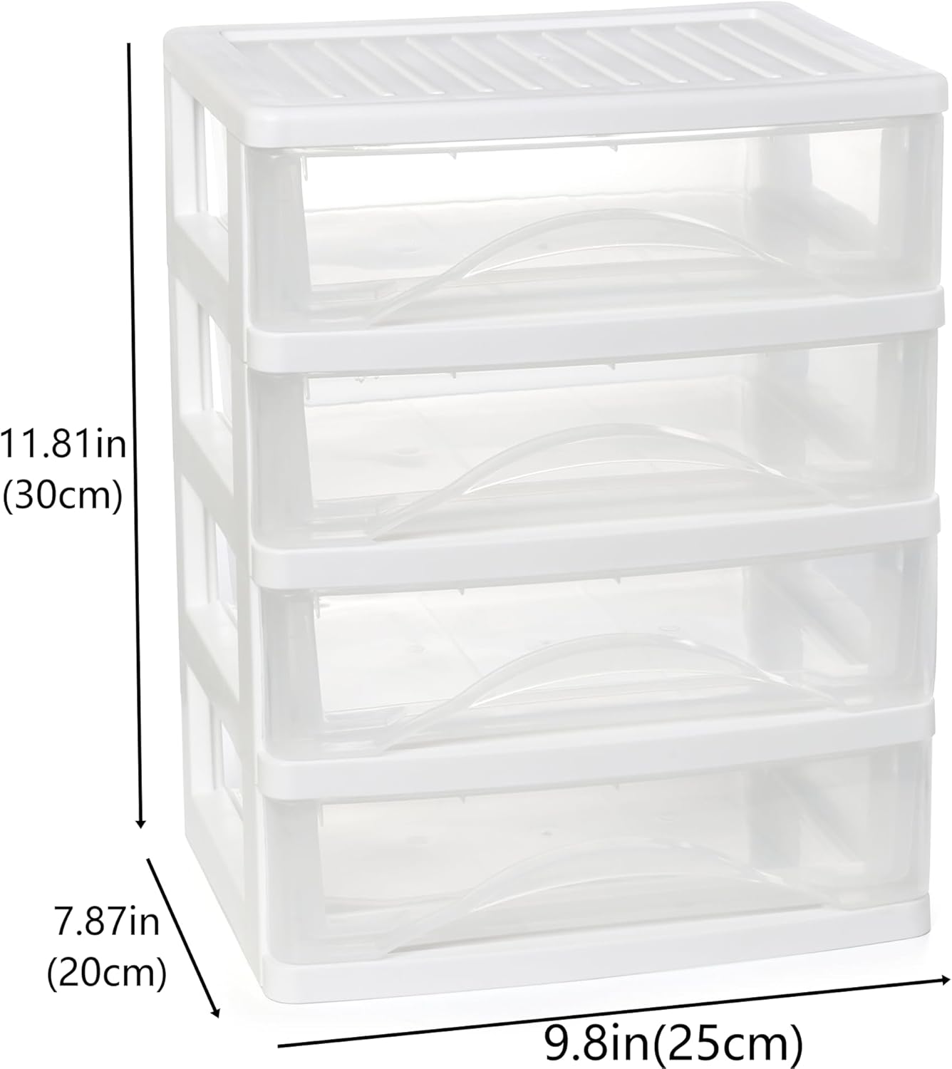 Gonice White Desk 4 Drawer Organizer, Plastic Small Drawer Storage, Desk Storage for Office and Home