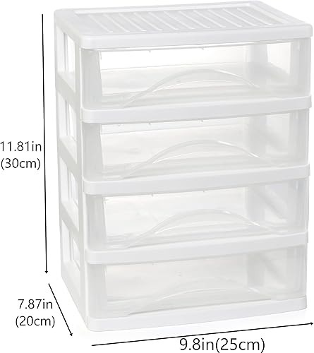 Miniatura 9 de Organizador de almacenamiento de 3 cajones, organizador de almacenamiento de cajones de plástico blanco, organizador de escritorio con cajones