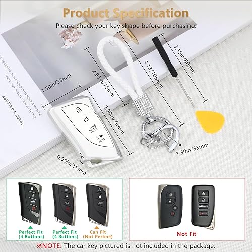 Miniatura 2 de PIFOOG Funda de llavero para Cadillac XT5 XT6 XT4 CTS CT6 ATS SRX XTS Accesorios Premium TPU para llaves de coche, funda protectora de 5 botones,