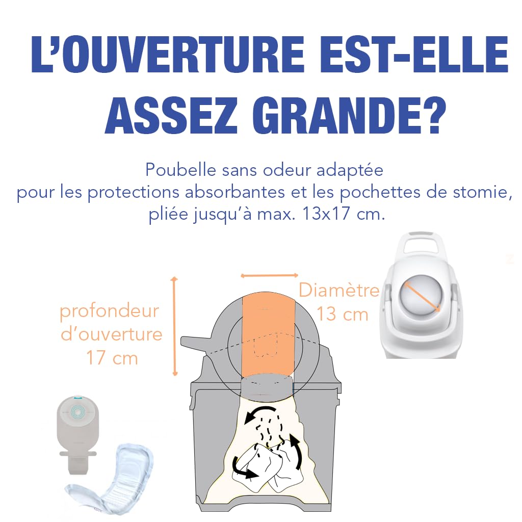 DIAPER CHAMP Poubelle à couches anti-odeurs mains libre Beige - incl 10 sacs ECO gratuits