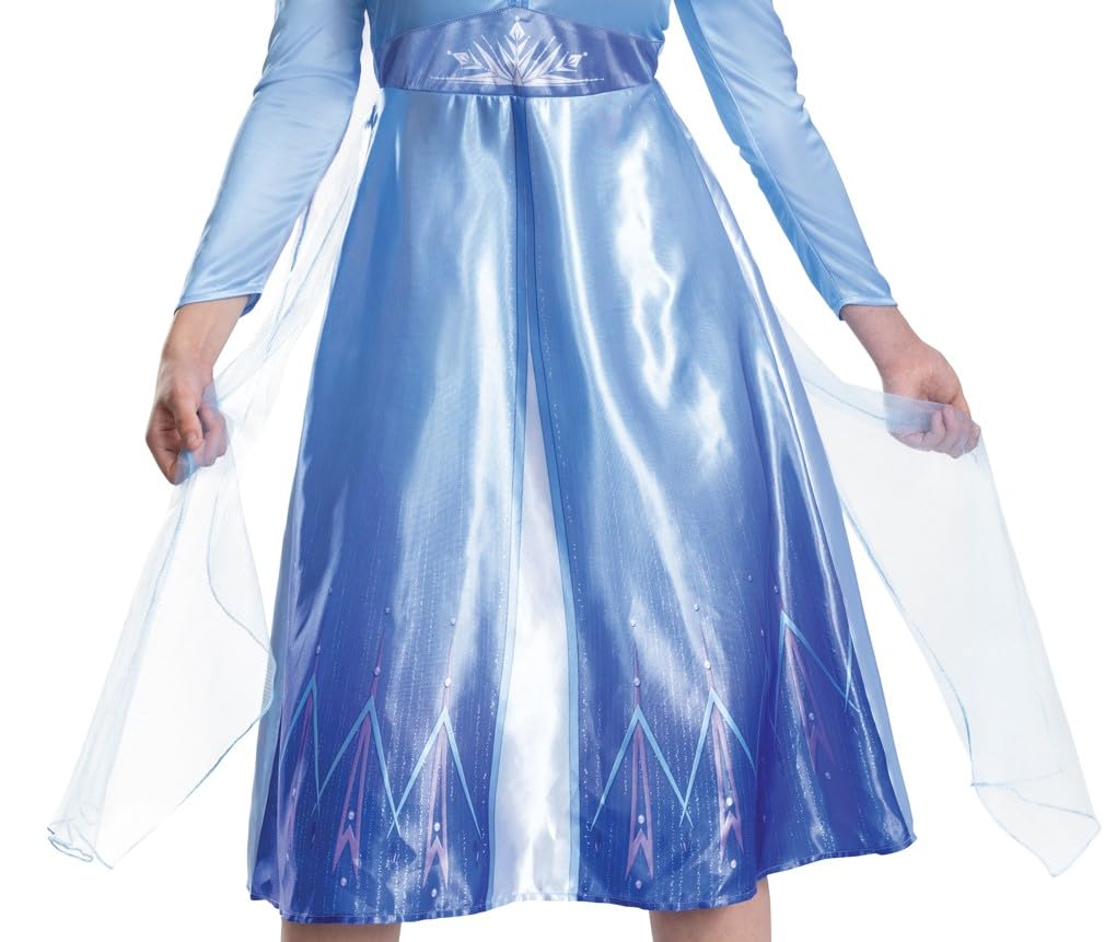 Disguise Disney Frozen Elsa Adult Dress Up, Official Disney Frozen License Elsa Fancy Dress for Women, Blue Long Sleeve Dress Inspired by The Queen of Arandelle, in Size 16-18, 8-10, 4-6