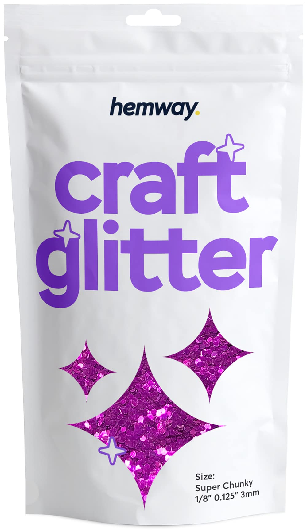 Hemway Craft Glitter Fuchsia Pink 100g Super Chunky Glitter for Crafts Resin, Cosmetic, Nail, Face, Body, Festival, Tumblers