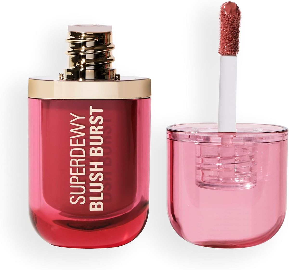 Revolution Superdewy Liquid Blush Burst, Rose All Day Dusty Pink | Color edificable para mejillas, fórmula de suero con péptidos y ácido hialurónico, vegano y libre de crueldad animal, 0.14 oz