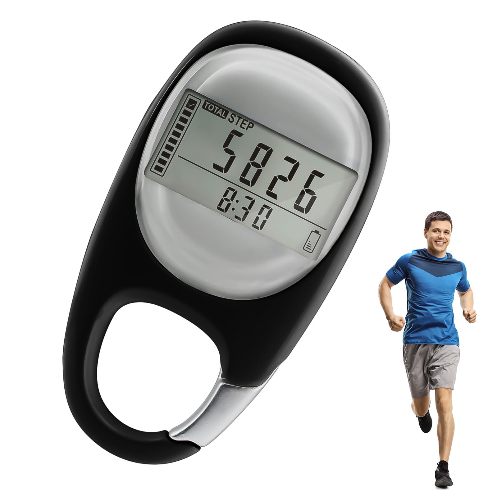 3D Podometre, PréCision Compteur De Pas,Montre Podometre avec Mousqueton,Enregistre Les Pas,La Distance Et Les Calories BrûLéEs.Suivi D'Activité Physique Et De Fitness pour Les Enfants Et Les Sen