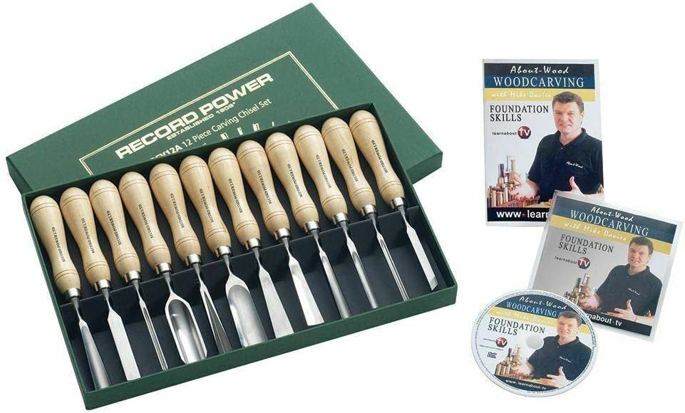 Record Power RPCV12A Carving Tool Set Including Book and DVD