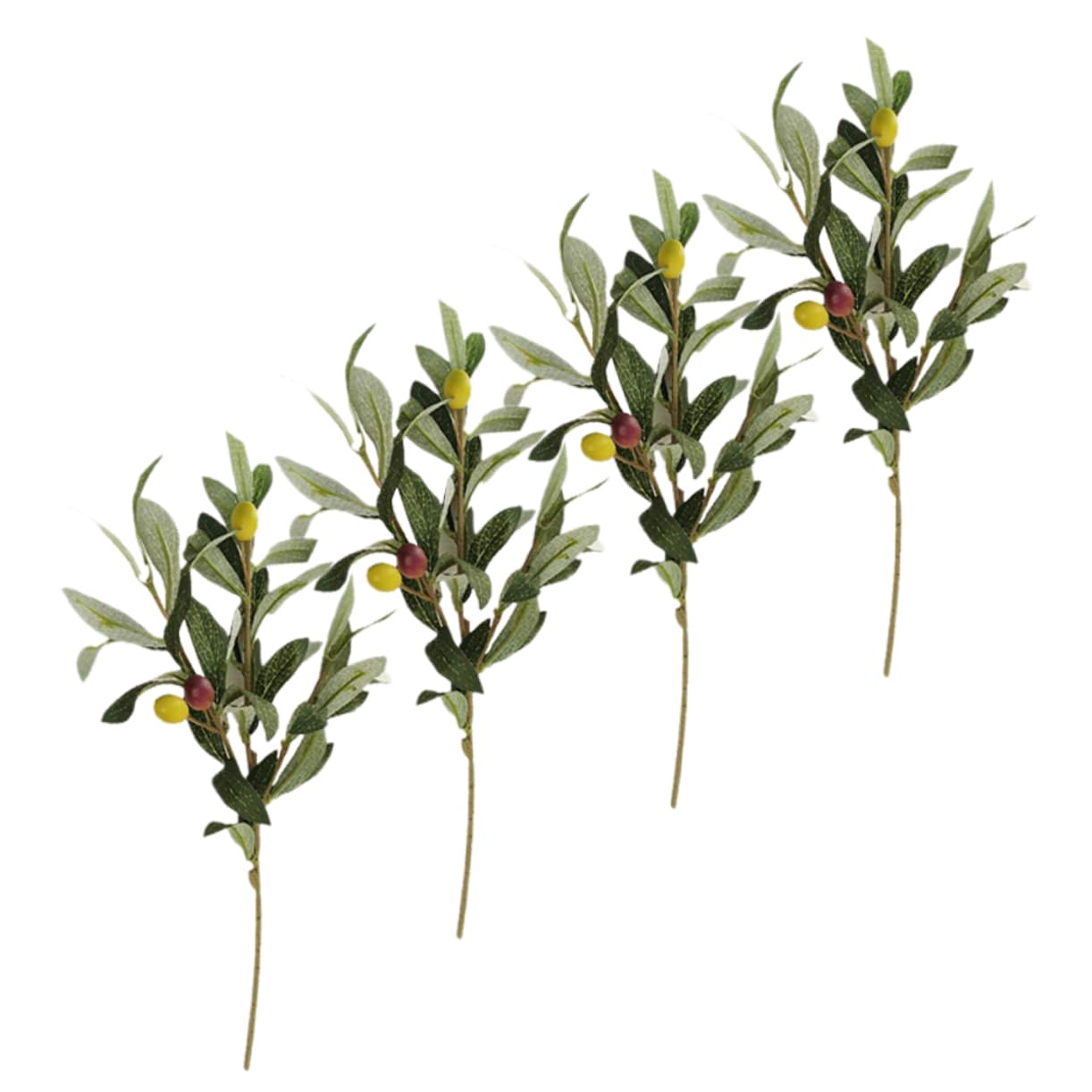 Cabilock 16 Piezas Rama De Olivo Simulada con Fruta Encriptada Hoja De Olivo Boda Salón Dormitorio Mesa De Comedor 4 Piezas (Rama De Olivo De 3 Puntas) Tallos De Olivo El Plastico
