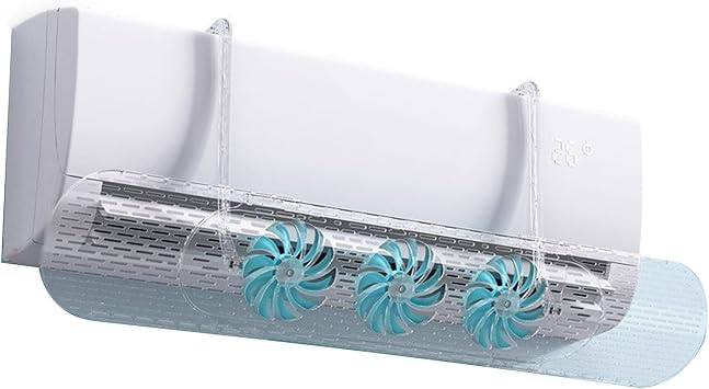 Retractable Air Vent Deflector, Air Conditioner Deflector with 3 Fan Blades, Anti Direct Blowing for Wall-Mounted Air Conditioner, No Punching RequiredBlue