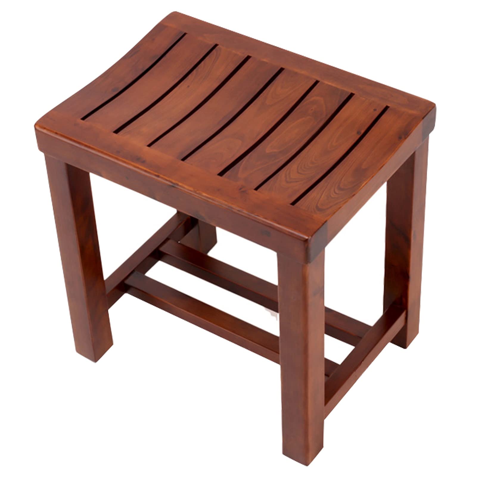 Tabouret de douche d'angle en bois imperméable avec étagère de rangement