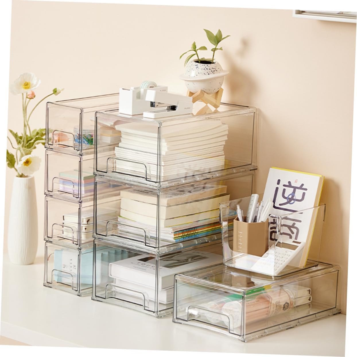 Storage Organizer Stackable Box Desktop Storage Makeup Display Case for Organizing Beauty Products