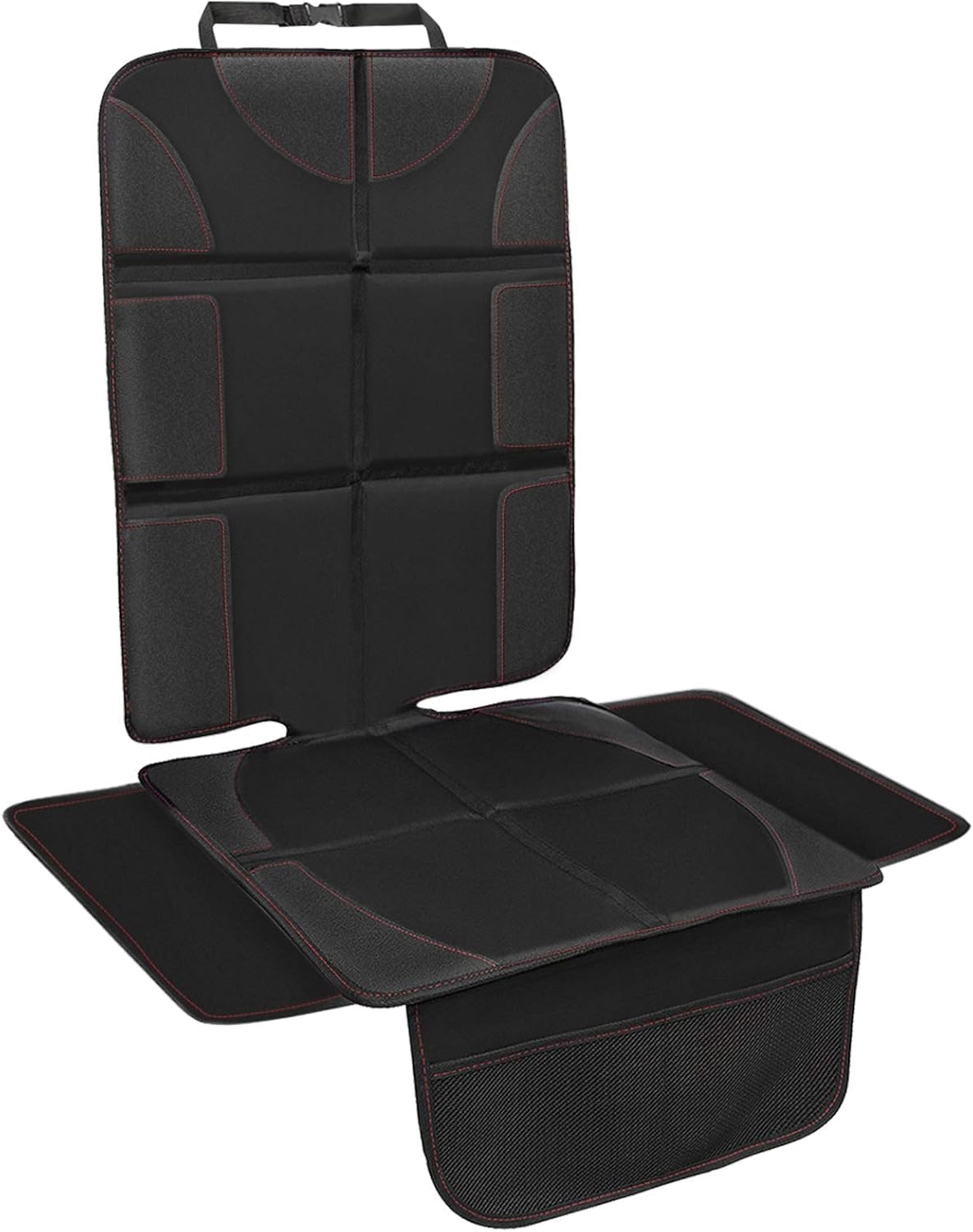 Autositzauflage Schwarz aus 600D Oxford Stoff, wasserdichter Autositzschutz und Kindersitzunterlage mit verstärkten Ecken gegen Abnutzung und Druckstellen leicht zu reinigen und sicher zu befestigen