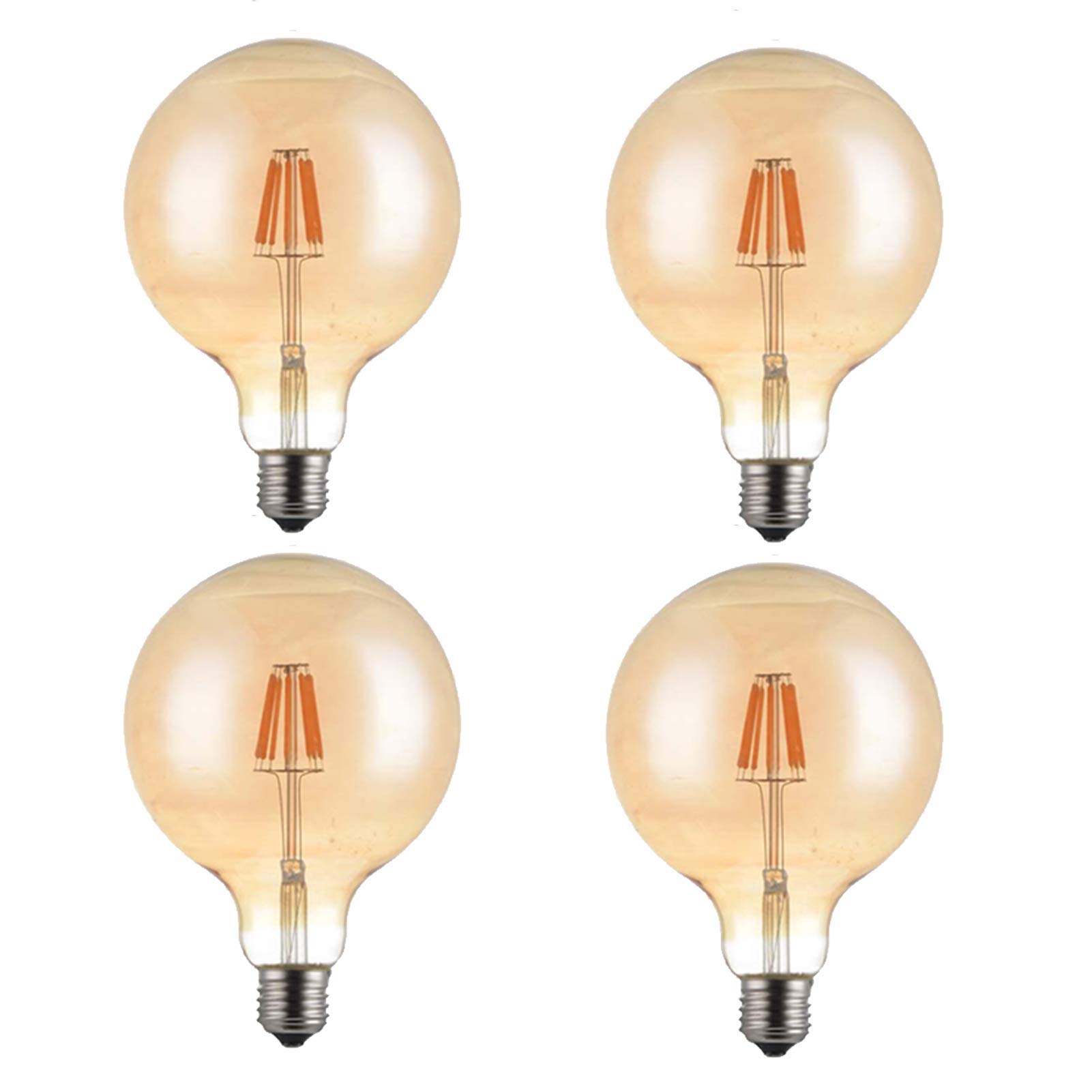 Filamento LED 8 W G125, Bianco caldo 2300 K invece della lampada a incandescenza 80 W, Super luminoso 800 lm, Lampada a incandescenza retrò non regolabile, 4 confezioni