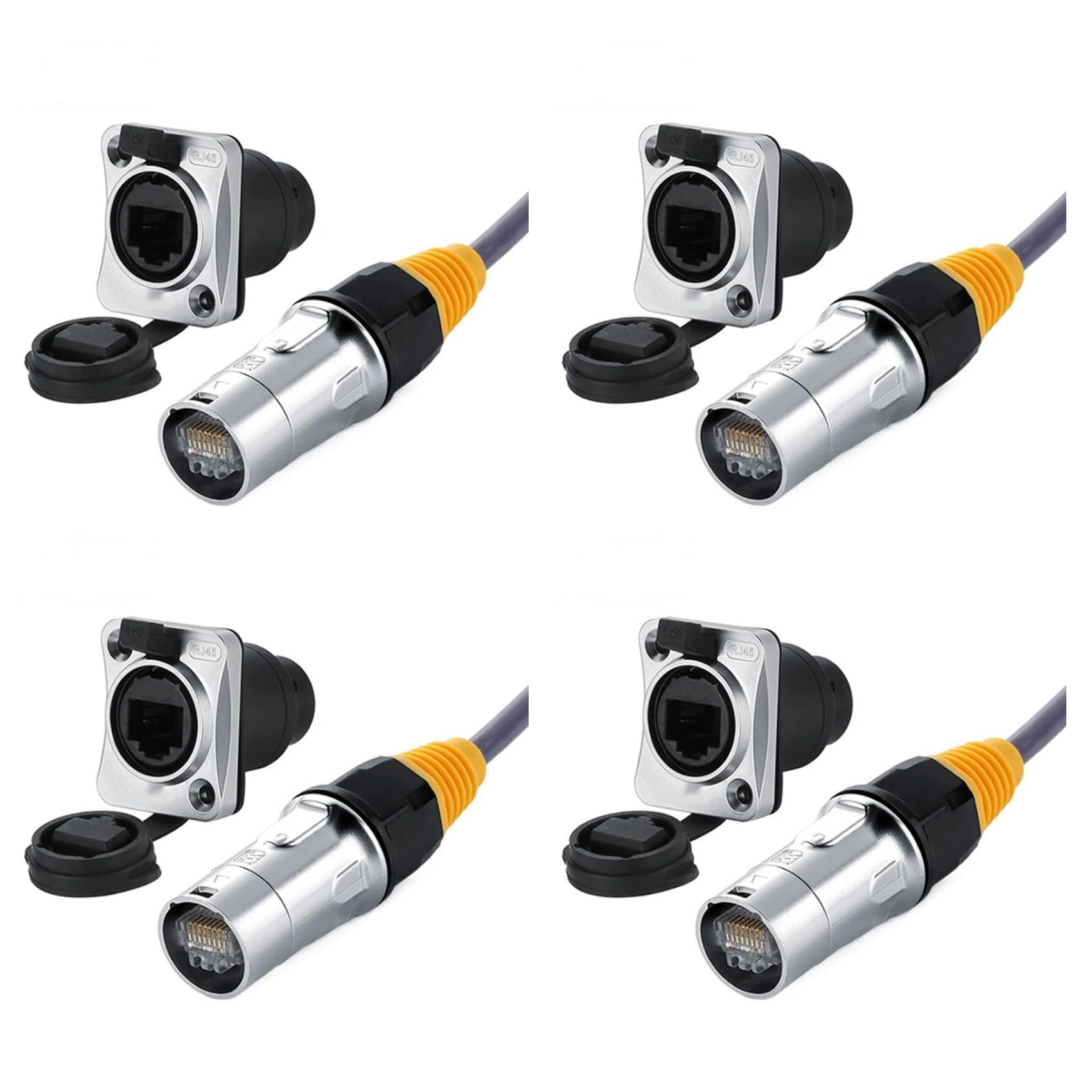 4X Connecteurs ÉTanches RéSeau RJ45 IP67 / Prise ÉTanche RJ45 Ethernet + Prise ÉTanche pour Ethernet ExtéRieur