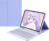 Vista 19 de Funda con teclado para iPad de 6ª y 5ª generación, iPad Pro 9.7, iPad Air 2, iPad Air 1, funda delgada con bonito teclado de color, funda de teclado