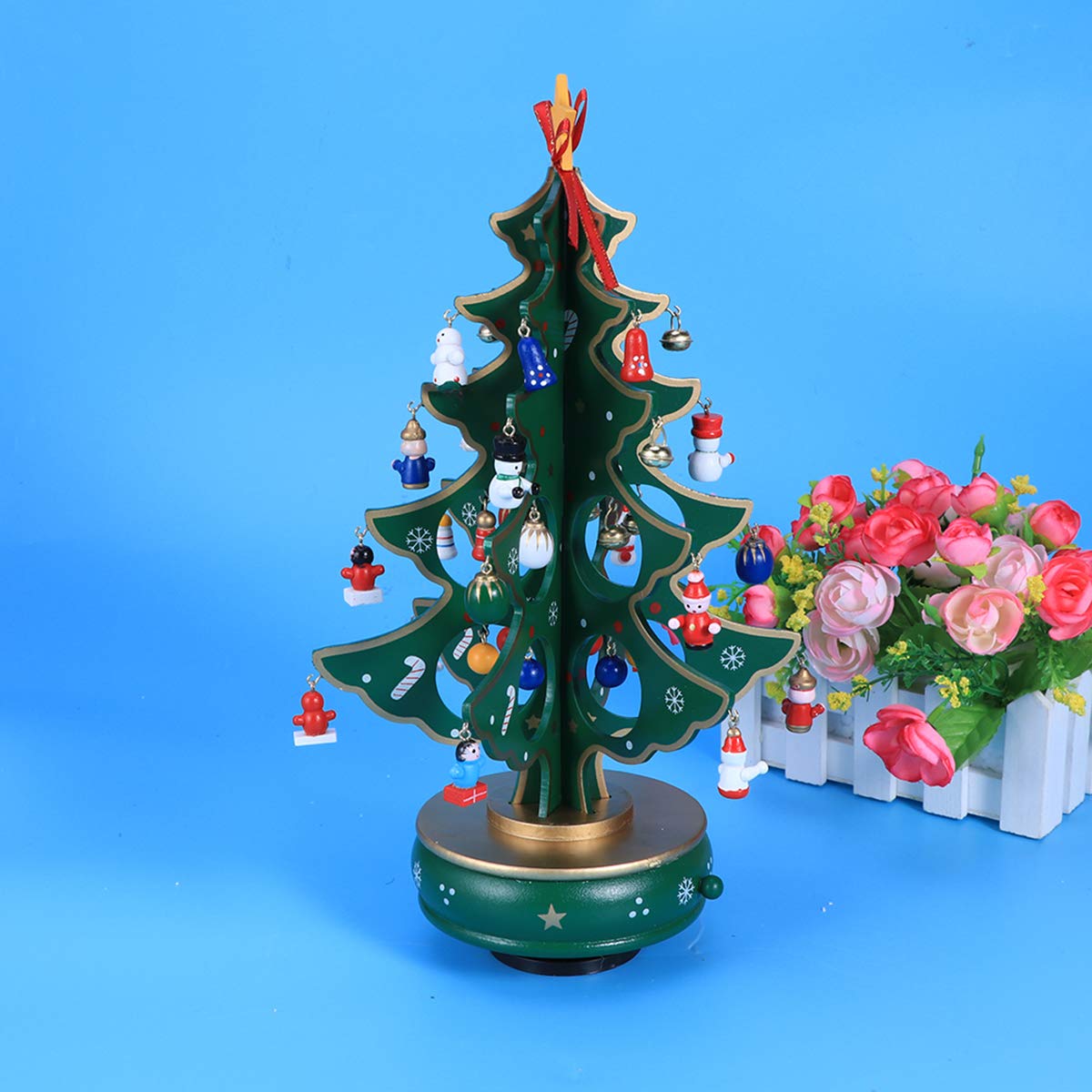 BESTOYARD Spieluhr Weihnachtsbaum - Holz Musikdose Mit Drehwerk