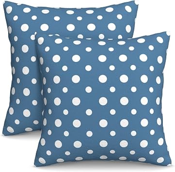 KiuLoam Blue and White Polka Dot Throw Pillow Covers 18 x 18 Inch Set of 2 Modern Decorative Pillow Cases Square Cushion Covers for Bedroom Couch Bed Living Room Decor