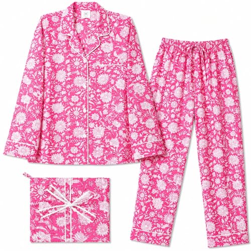 Image of Huar Cotton Pajamas Set for Women - Luxurious Cotton Womens Pajama Sets - Comfortable Christmas PJ Set, Breathable & Light Pj