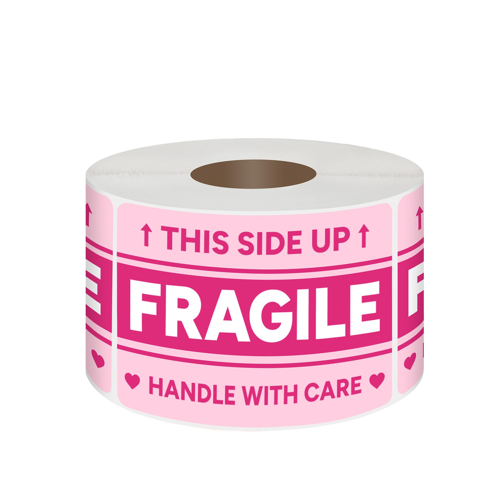 500 PCS 2"x 3" Fragile Stickers for Shipping, Handle with Love Thank You Labels for Box Mailing Cartons Envelopes Adhesive Labels (Pink Up)