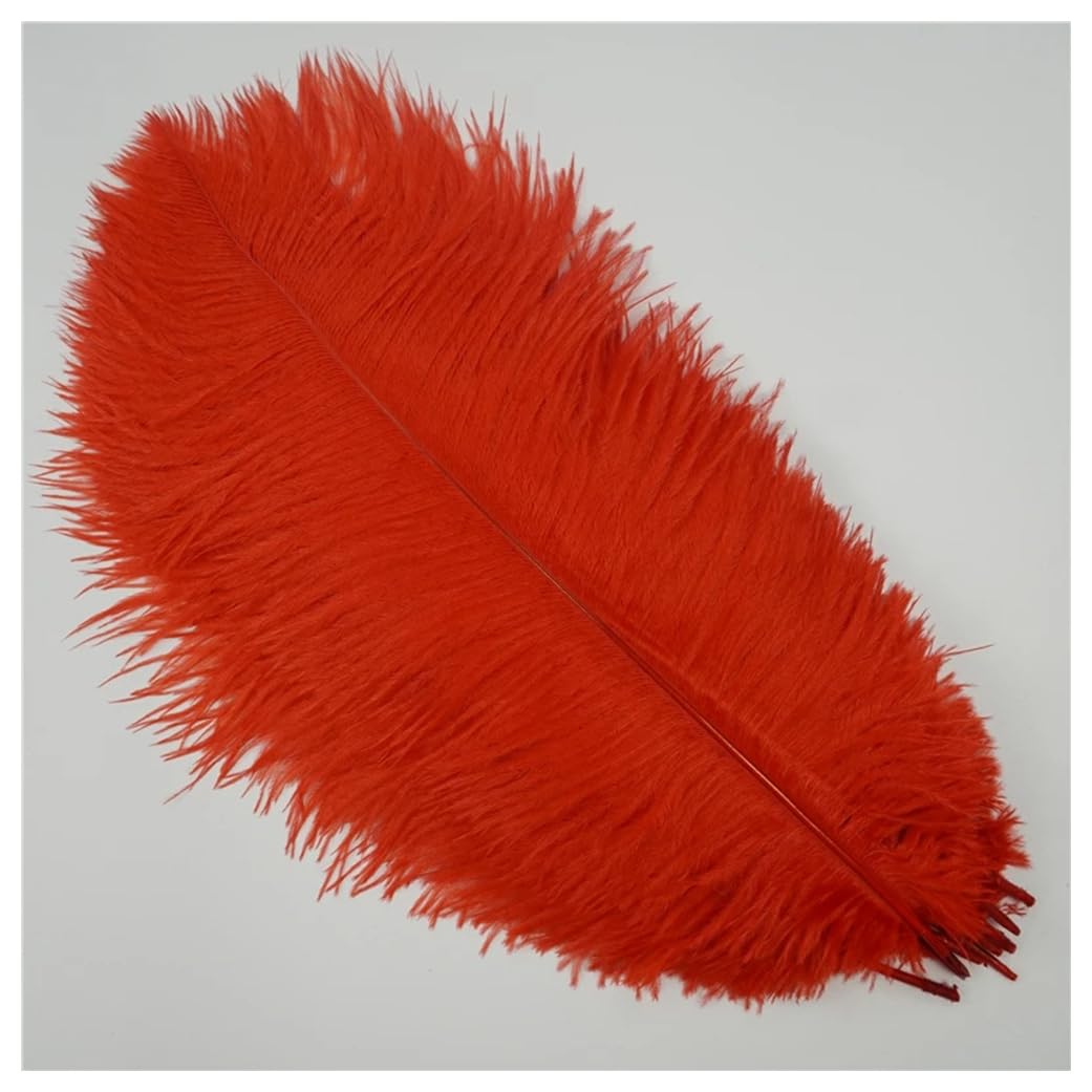 Lot de 10 plumes d'autruche naturelles douces - 15-20 cm - Pour mariage, Halloween, décoration de table - Rouge
