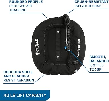 SCUBAPRO S-Tek Pure System, Harness, Donut Wing 40lbs/18kg