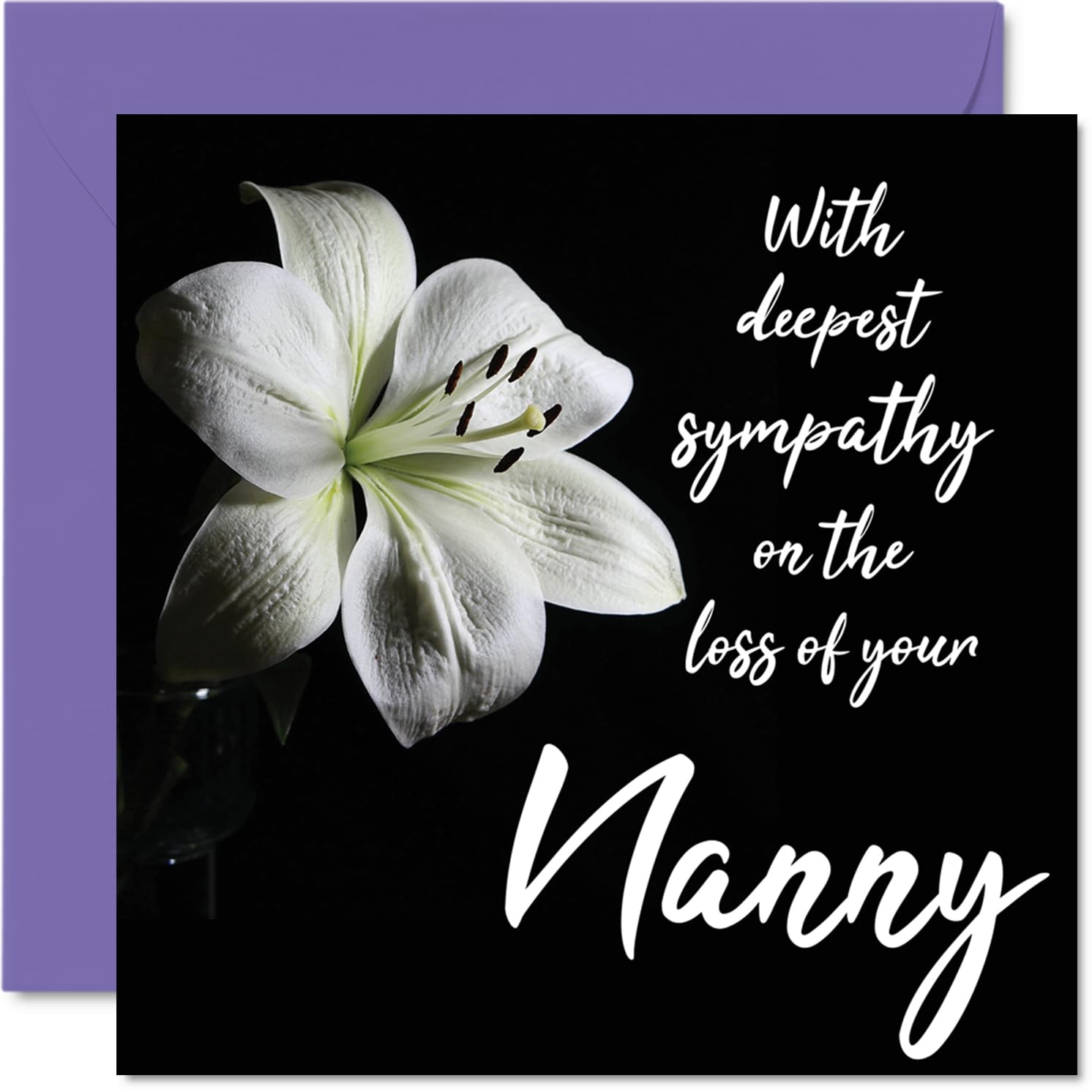 Sympathy Cards - With Deepest Sympathy On The Loss Of Your Nanny Card - Sorry Mourning Bereavement Cards for Adults, 145mm Condolences Thinking of You Card, Flowers Greeting