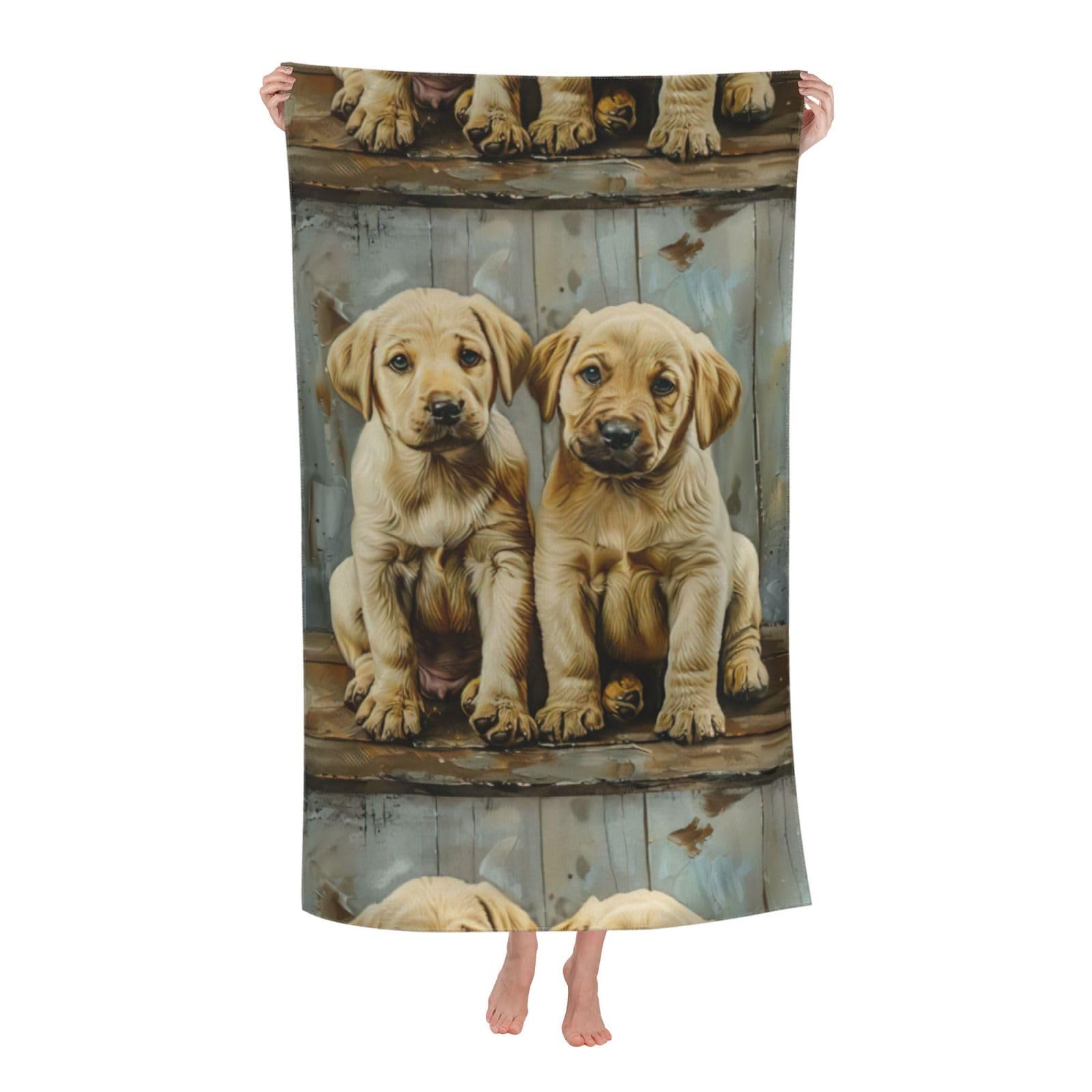 Cbaaghh Puppies Dog Print Adult Beach Towels,Beach & Pool Towel,Beach Towels,Towels For Camping