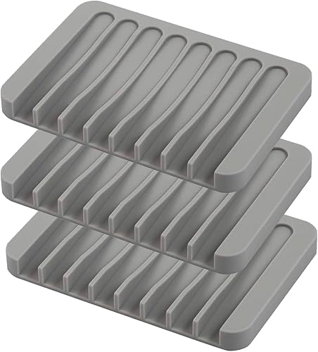 Miniatura 9 de Jaboneras autodrenantes, 4 piezas de silicona para jabón, escurridor de cascada para baño, prolonga la vida útil del jabón, mantiene las barras de