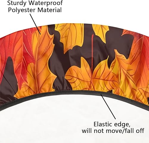 Vista 397 de Pardick Mantel redondo elástico con diseño de hojas de otoño, mantel redondo ajustable de 36 a 42 pulgadas, mantel circular impermeable, lavable