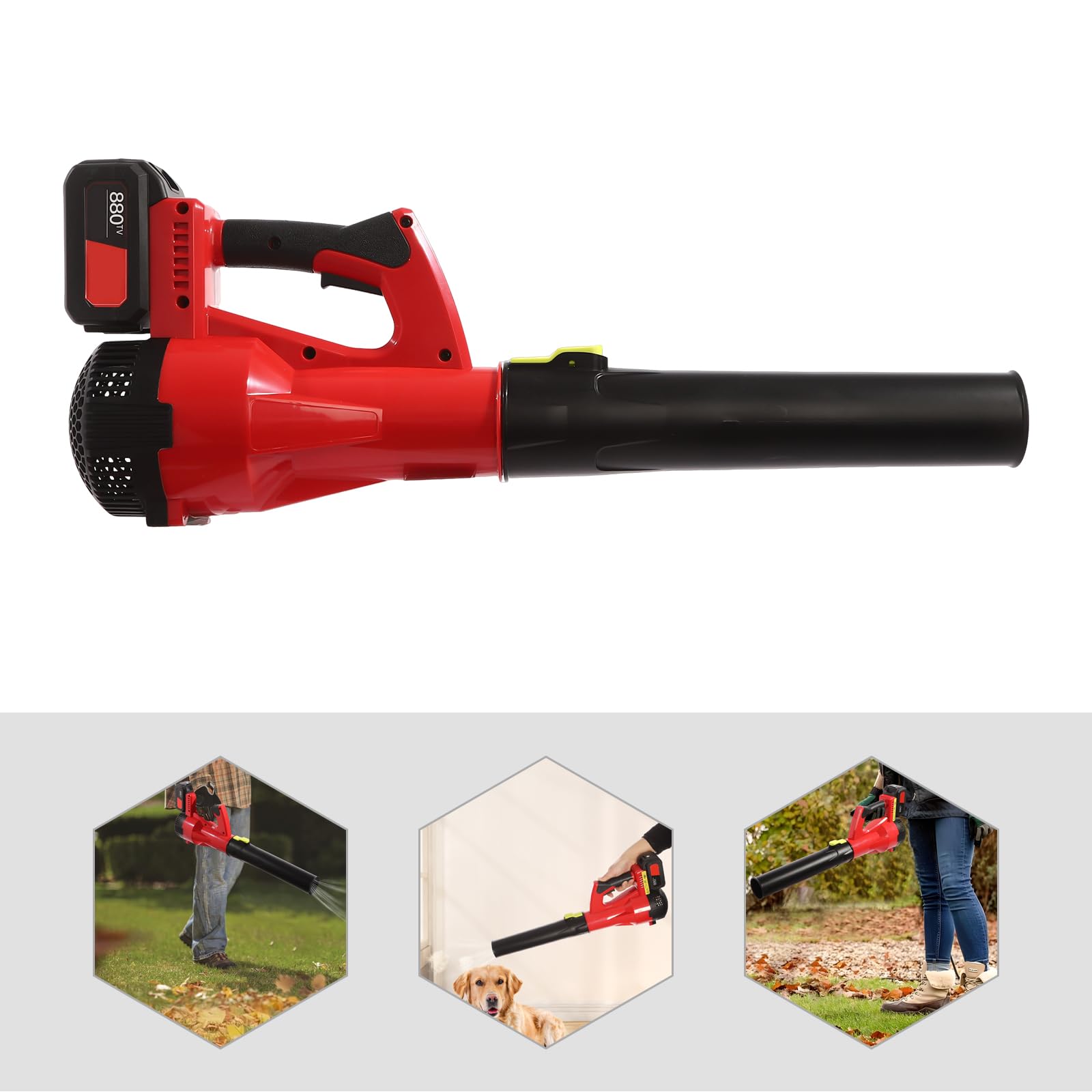 Soplador de hojas inalámbrico con batería y cargador, soplador de hojas eléctrico, soplador de hojas, soplador de hojas para terrazas, cuidado del césped, burbujas de hojas, 0-22000 rpm