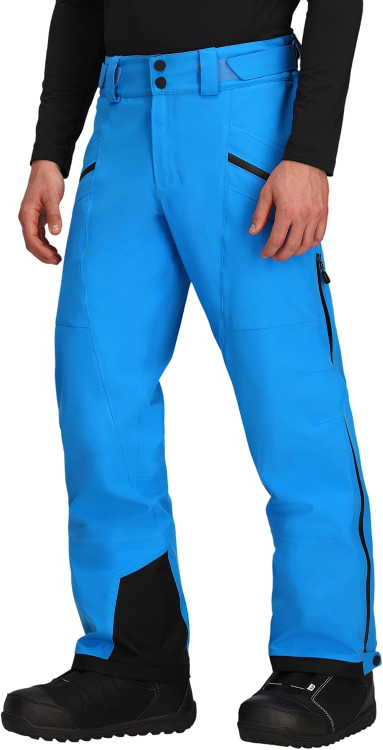 Obermeyer Mens Foraker Shell Ski Pants, 20K mm Waterproof Breathable with 2-way Stretch, Adjustable Waist, Blue Bali, Short, Size MS