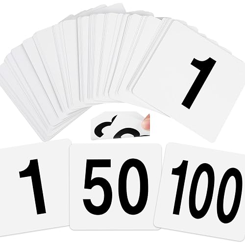 100 Pcs Table Numbers 1-100, Plastic Double Sided Table Number Cards, 4x3.7 Inch Number Signs for Wedding, Restaurant, Reception, Party, Anniversary, Event