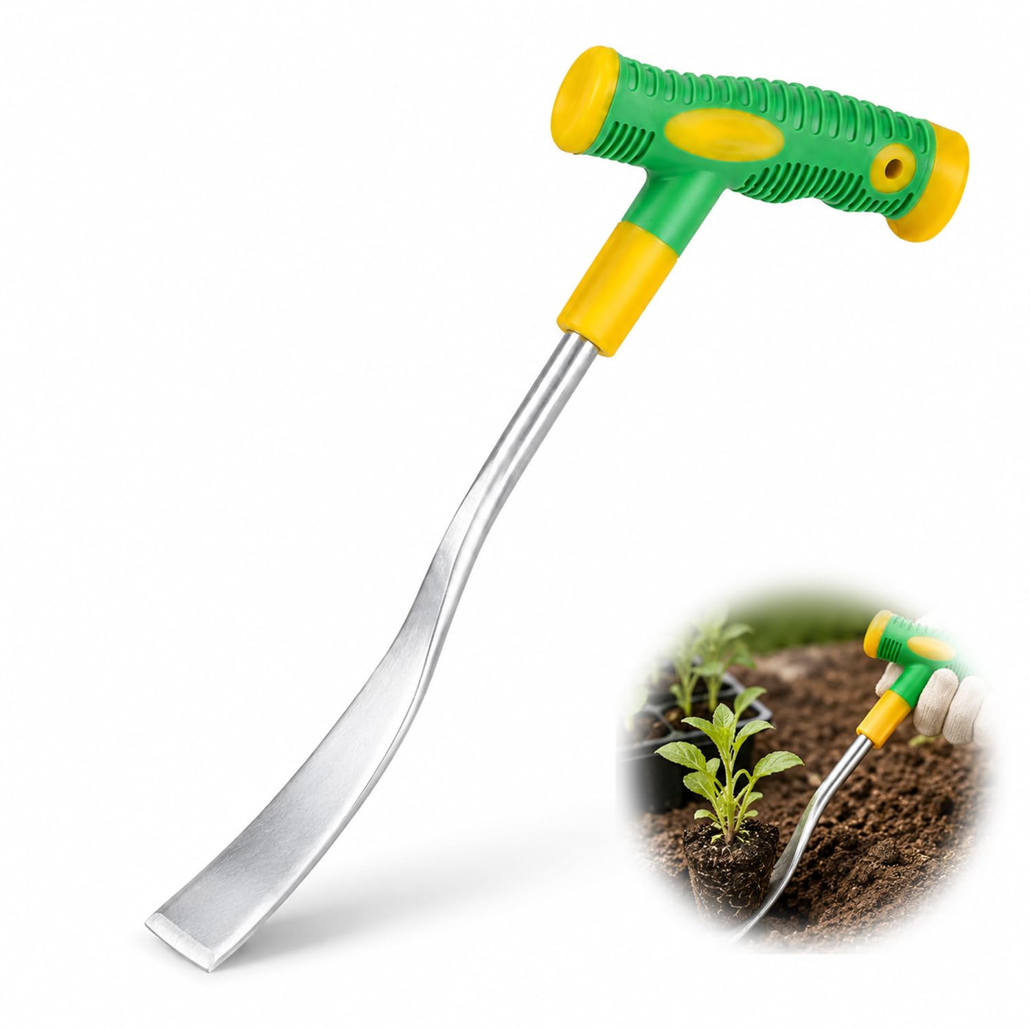 Multifunctional Garden Trowel, Stainless Steel Weeding Tool 2-in-1 Hand Widger for Yard, Small Hand Shovel Dibber Weeder for Gardening, Digging, Planting