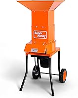 SuperHandy Electric Leaf Mulcher Shredder - Heavy Duty 15AMP 120V, 0.5" Twig Capacity, 11" Blades for Leaves, Grass & Clippings