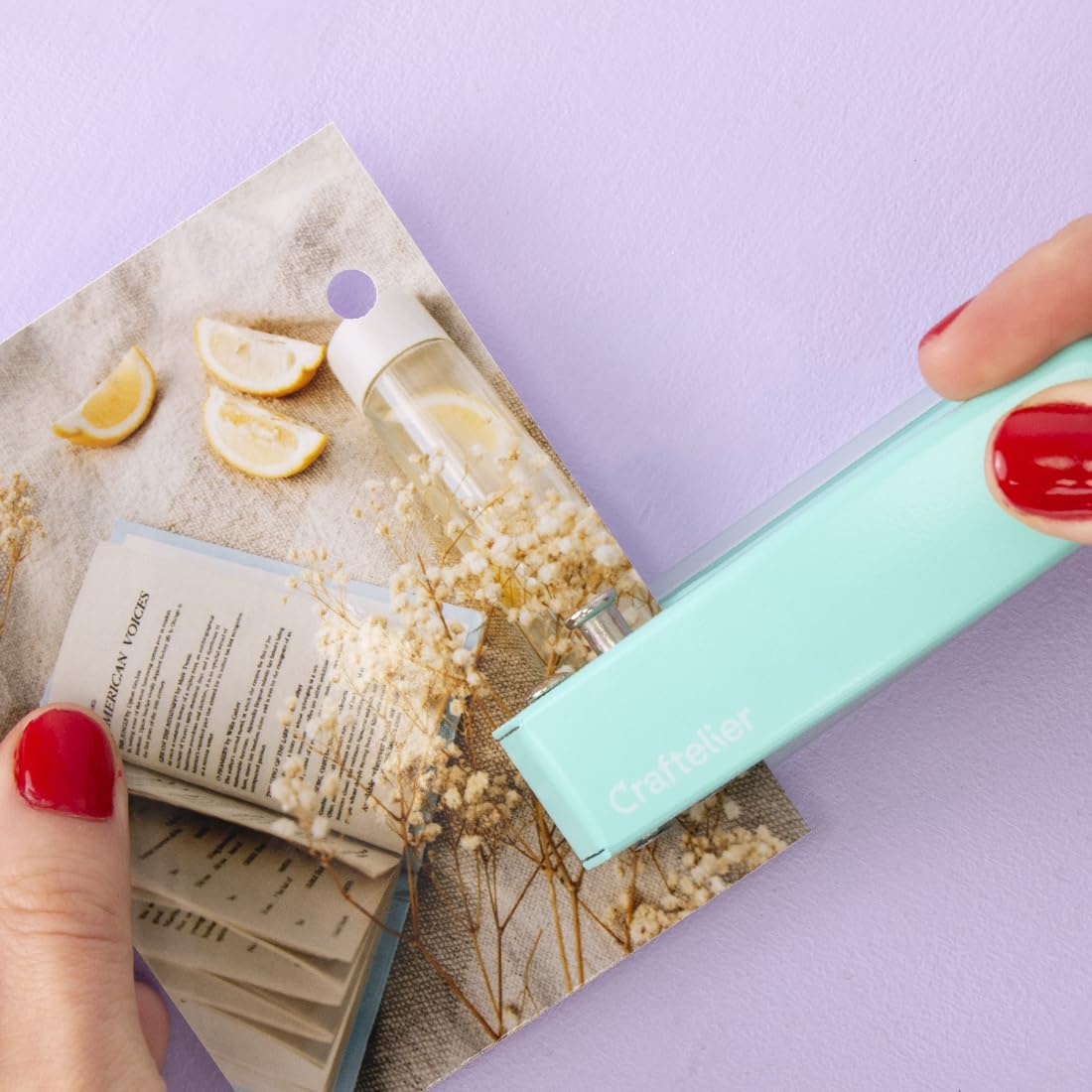 Craftelier - Einloch‑Papierlocher mit Abfallbehälter, Kapazität bis 20 Blatt, Metallstanzer für Karten, Karton und kreative Projekte, für Büro, Zuhause oder Schule