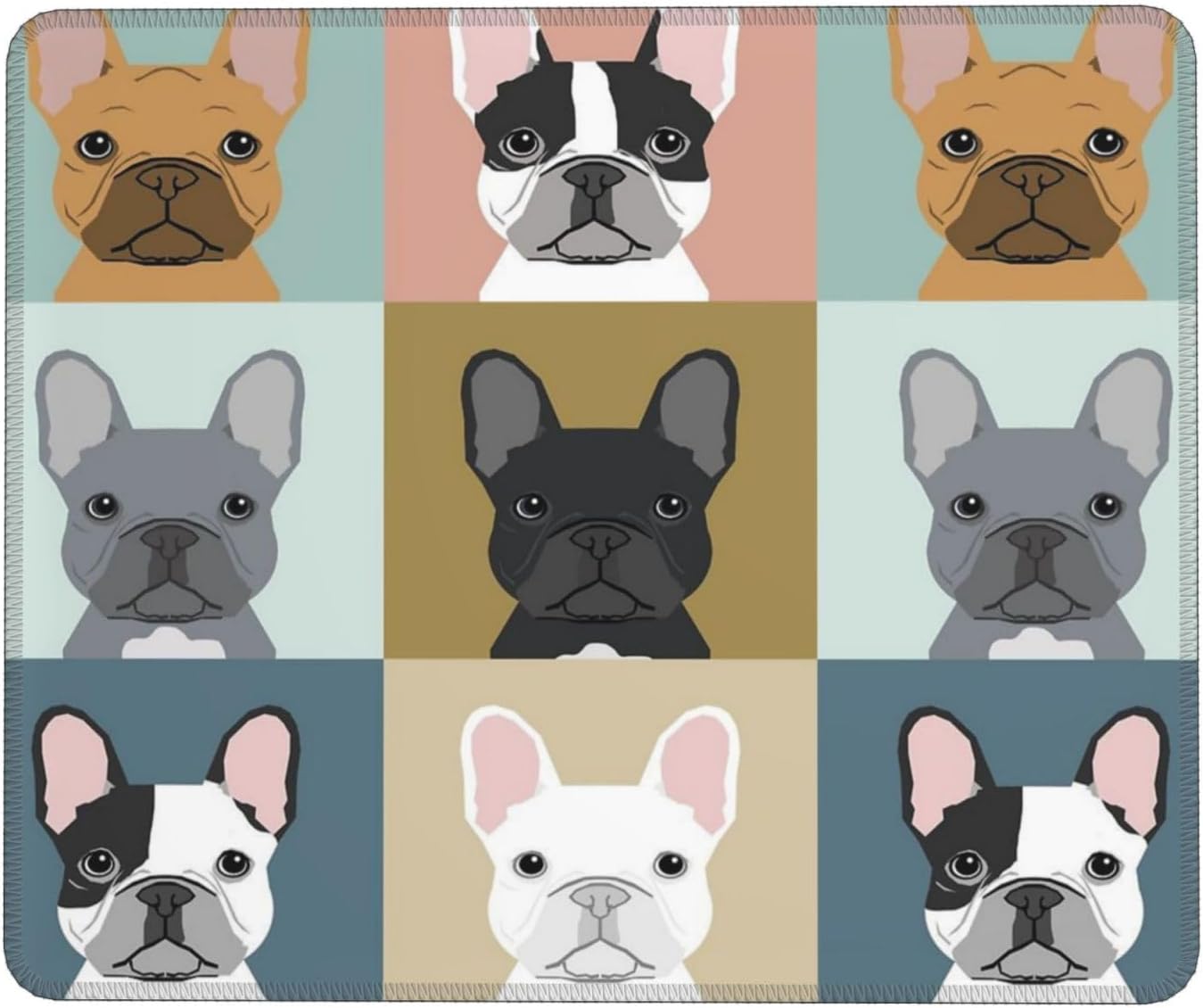 French Bulldog Printed Gaming Mouse Pad with Stitched Edge Waterproof
