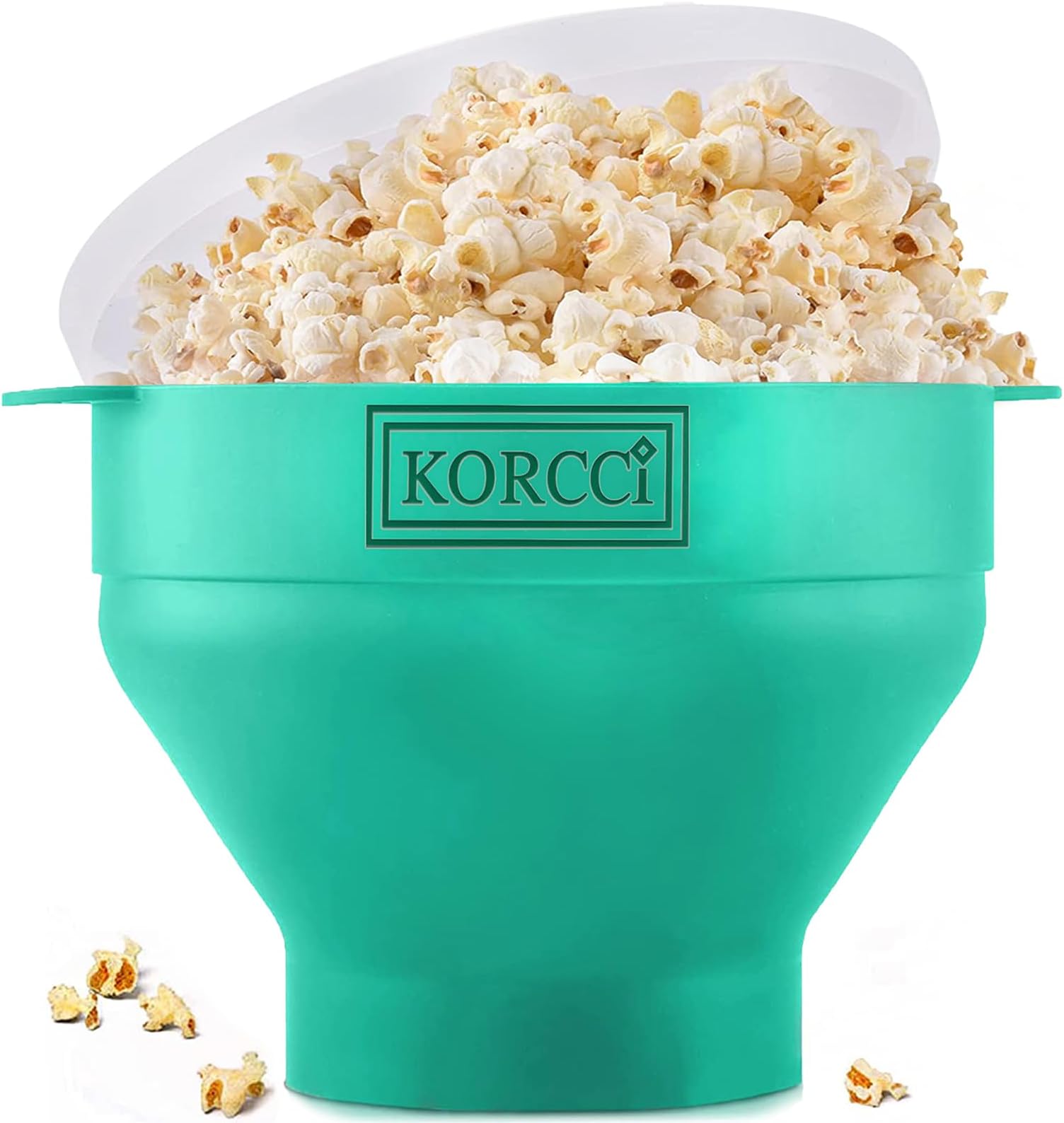 The Original Korcci Microwaveable Silicone Popcorn Popper, Microwave Popcorn Popper, Collapsible Microwave Popcorn Maker Bowl, No Oil Required, Use In Microwave, Dishwasher Safe (Aqua)