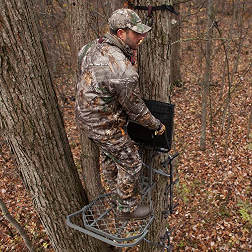 Hawk Helium Kickback Lvl Hang-On Comfortable Aluminum Big Game Hunting Tree Stand With Adjustable 26" X 31.5" Platform & 21" X 15"X 15" Seat #TOP2