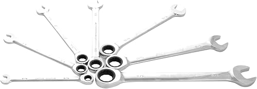 Miniatura 3 de Performance Tool W30630 Juego de llaves de trinquete SAE Combo de 7 piezas  Acero al cromo vanadio forjado  Acabado resistente a la corrosión y 100